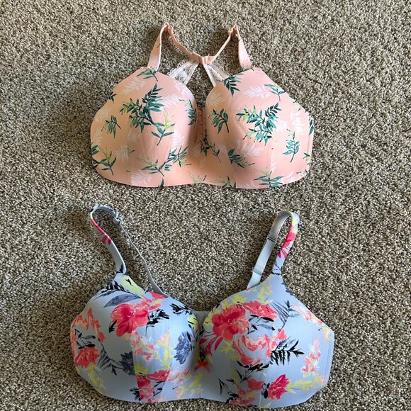 Cacique 42DD Floral T-Shirt & Plunge Bras Set Of 2 - Picture 2 of 10
